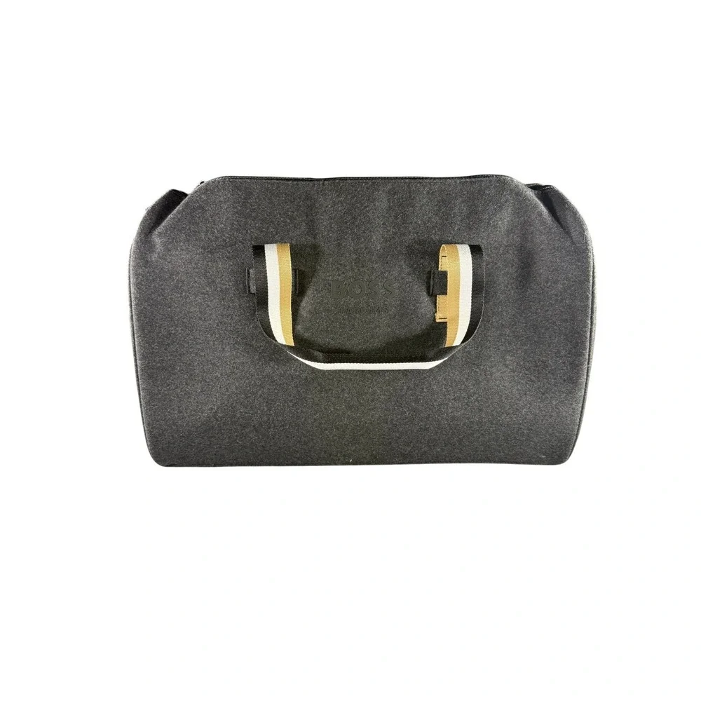 Hugo Boss Parfums Mens Grey Felt Weekender Duffel Bag Overnight Travel Gym